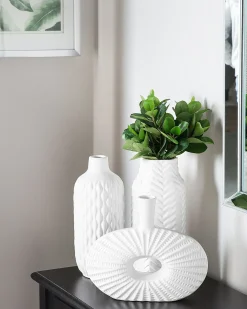 Online Beliani Vaso decorativo EMAR Gres porcellanato 31 cm Bianco