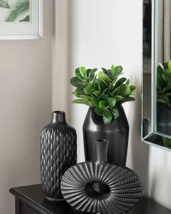 Hot Beliani Vaso decorativo EMAR Gres porcellanato 31 cm Nero