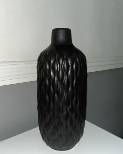 Hot Beliani Vaso decorativo EMAR Gres porcellanato 31 cm Nero
