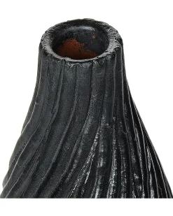Hot Beliani Vaso decorativo FLORENTIA Ceramica 50 cm Nero Nero Oro