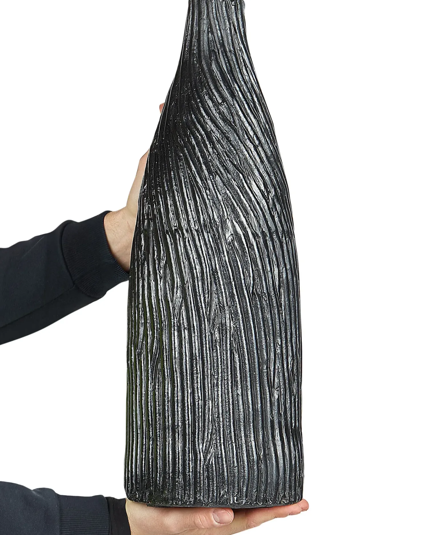Hot Beliani Vaso decorativo FLORENTIA Ceramica 50 cm Nero Nero Oro