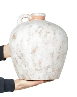 Beliani Vaso decorativo IPOH Ceramica 30 cm sporco Bianco