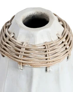 Hot Beliani Vaso decorativo KAMPAR Ceramica 30 cm Bianco Beige Bianco
