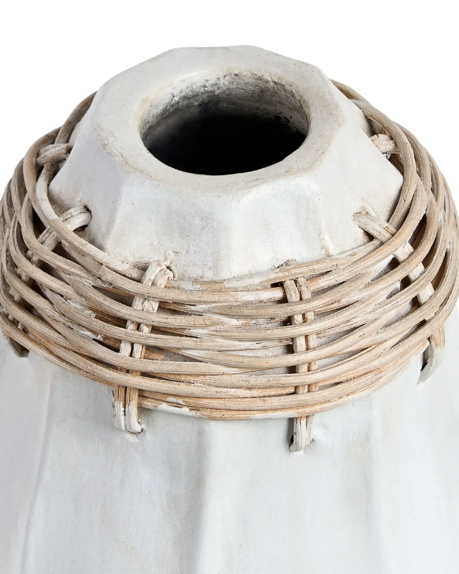 Hot Beliani Vaso decorativo KAMPAR Ceramica 30 cm Bianco Beige Bianco
