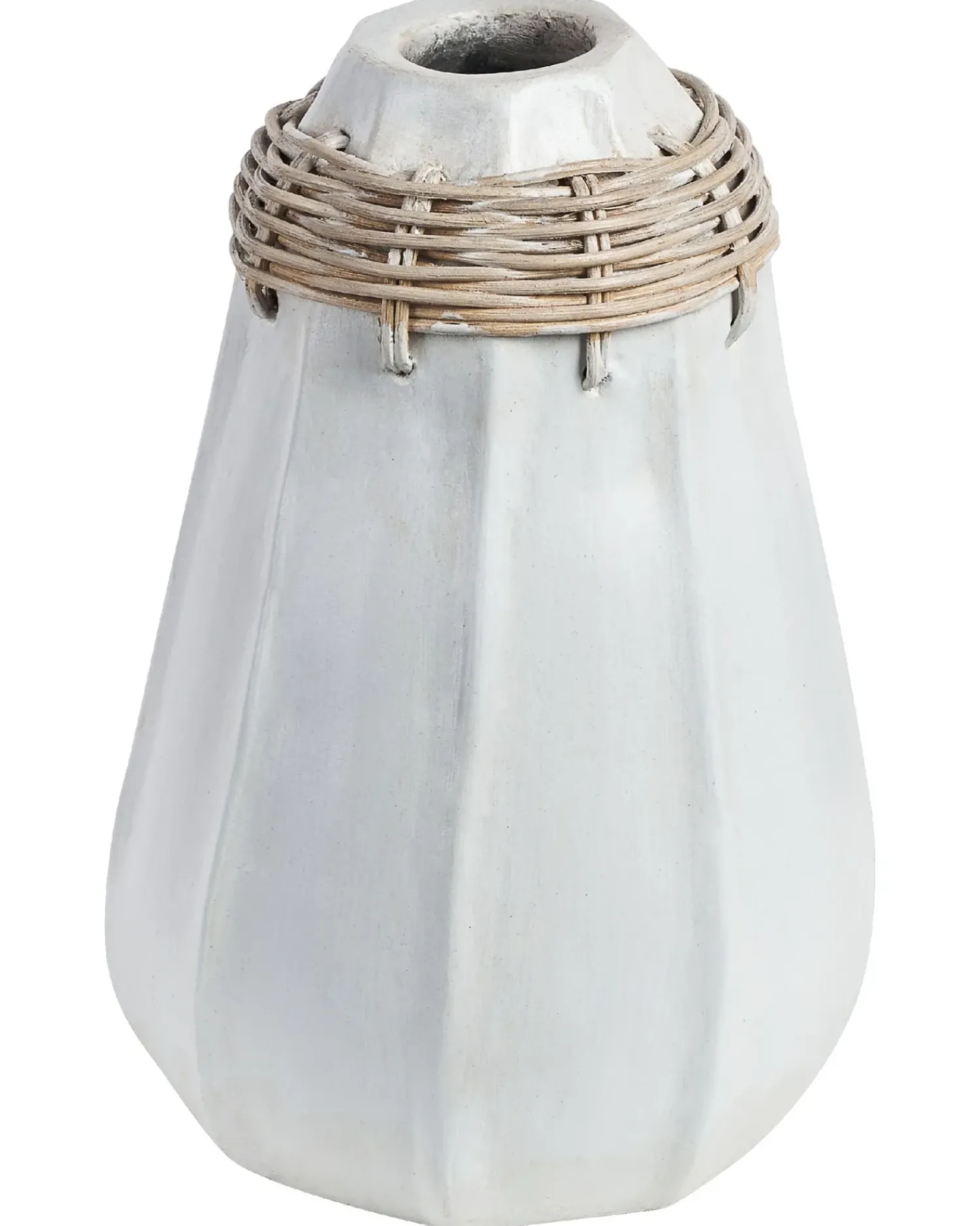 Hot Beliani Vaso decorativo KAMPAR Ceramica 30 cm Bianco Beige Bianco
