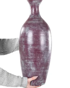 Sale Beliani Vaso decorativo KARDIA Ceramica 57 cm Marrone Blu Marrone