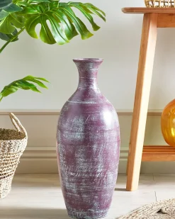 Sale Beliani Vaso decorativo KARDIA Ceramica 57 cm Marrone Blu Marrone