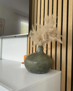 Sale Beliani Vaso decorativo KLANG Ceramica 18 cm Grigio Oro Grigio