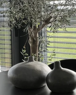 Sale Beliani Vaso decorativo KLANG Ceramica 18 cm Grigio Oro Grigio
