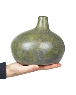 Sale Beliani Vaso decorativo KLANG Ceramica 18 cm Grigio Oro Grigio