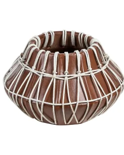 Beliani Vaso decorativo KLUET Ceramica 22 cm Marrone Beige Marrone