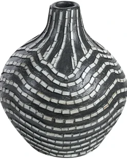 Clearance Beliani Vaso decorativo KUALU Ceramica 35 cm Nero Bianco Nero