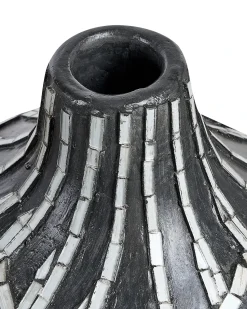 Clearance Beliani Vaso decorativo KUALU Ceramica 35 cm Nero Bianco Nero