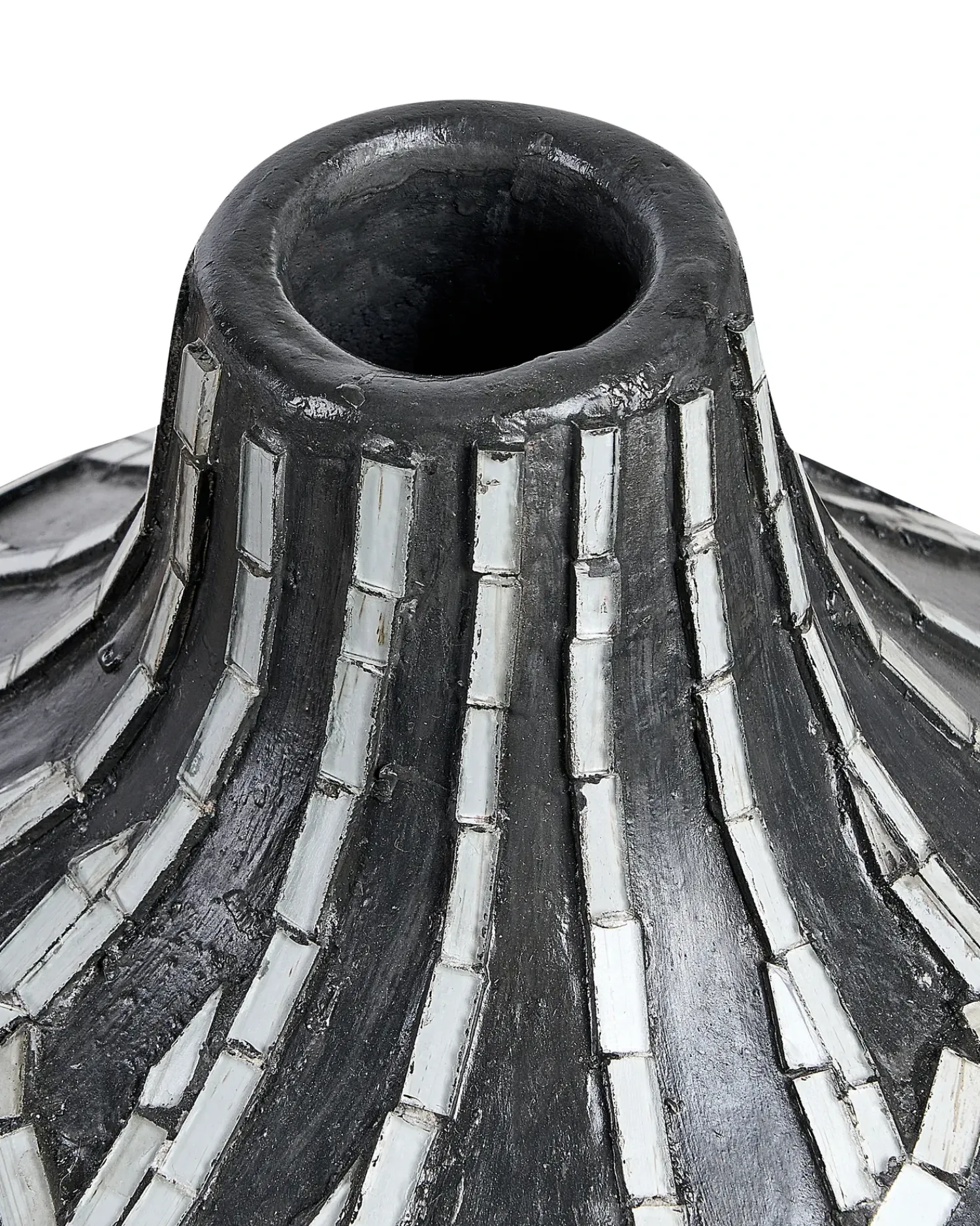 Clearance Beliani Vaso decorativo KUALU Ceramica 35 cm Nero Bianco Nero