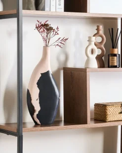 Online Beliani Vaso decorativo LAGOS Legno di mango 40 cm Nero/Beige Beige Nero