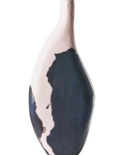 Online Beliani Vaso decorativo LAGOS Legno di mango 40 cm Nero/Beige Beige Nero