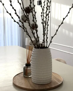 New Beliani Vaso decorativo LINZI Gres porcellanato 25 cm Bianco