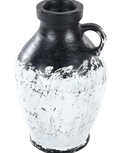 Outlet Beliani Vaso decorativo MASSALIA Ceramica 33 cm Bianco Bianco Nero