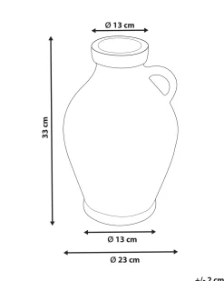 Outlet Beliani Vaso decorativo MASSALIA Ceramica 33 cm Bianco Bianco Nero