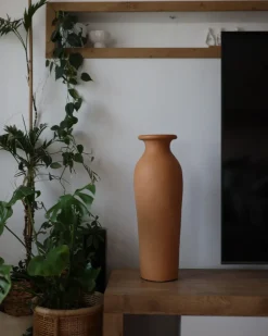 Beliani Vaso decorativo MUAR Ceramica 60 cm Arancione