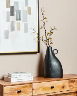 Outlet Beliani Vaso decorativo NARBADA Metallo 36 cm Nero