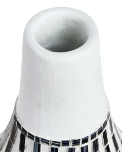 Best Beliani Vaso decorativo OMBILIN Ceramica 50 cm Bianco Bianco Nero