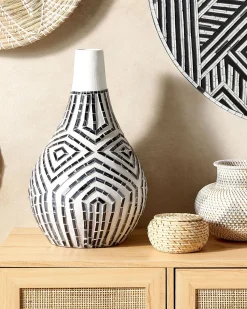 Best Beliani Vaso decorativo OMBILIN Ceramica 50 cm Bianco Bianco Nero