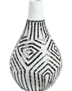 Best Beliani Vaso decorativo OMBILIN Ceramica 50 cm Bianco Bianco Nero