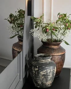 Hot Beliani Vaso decorativo PUCHONG Ceramica 40 cm Rame