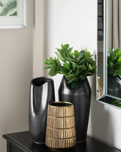 Discount Beliani Vaso decorativo QANAWAT Gres porcellanato 22 cm Oro