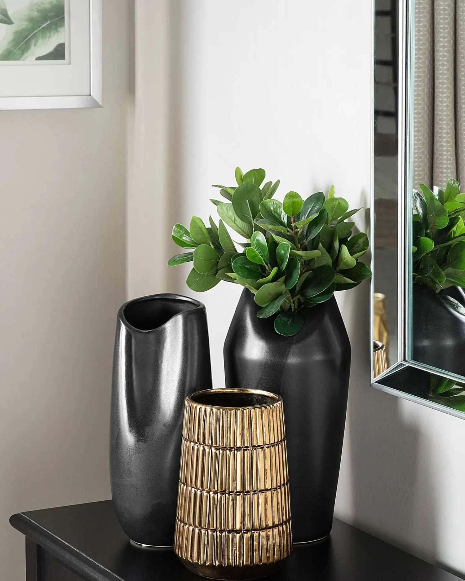 Discount Beliani Vaso decorativo QANAWAT Gres porcellanato 22 cm Oro
