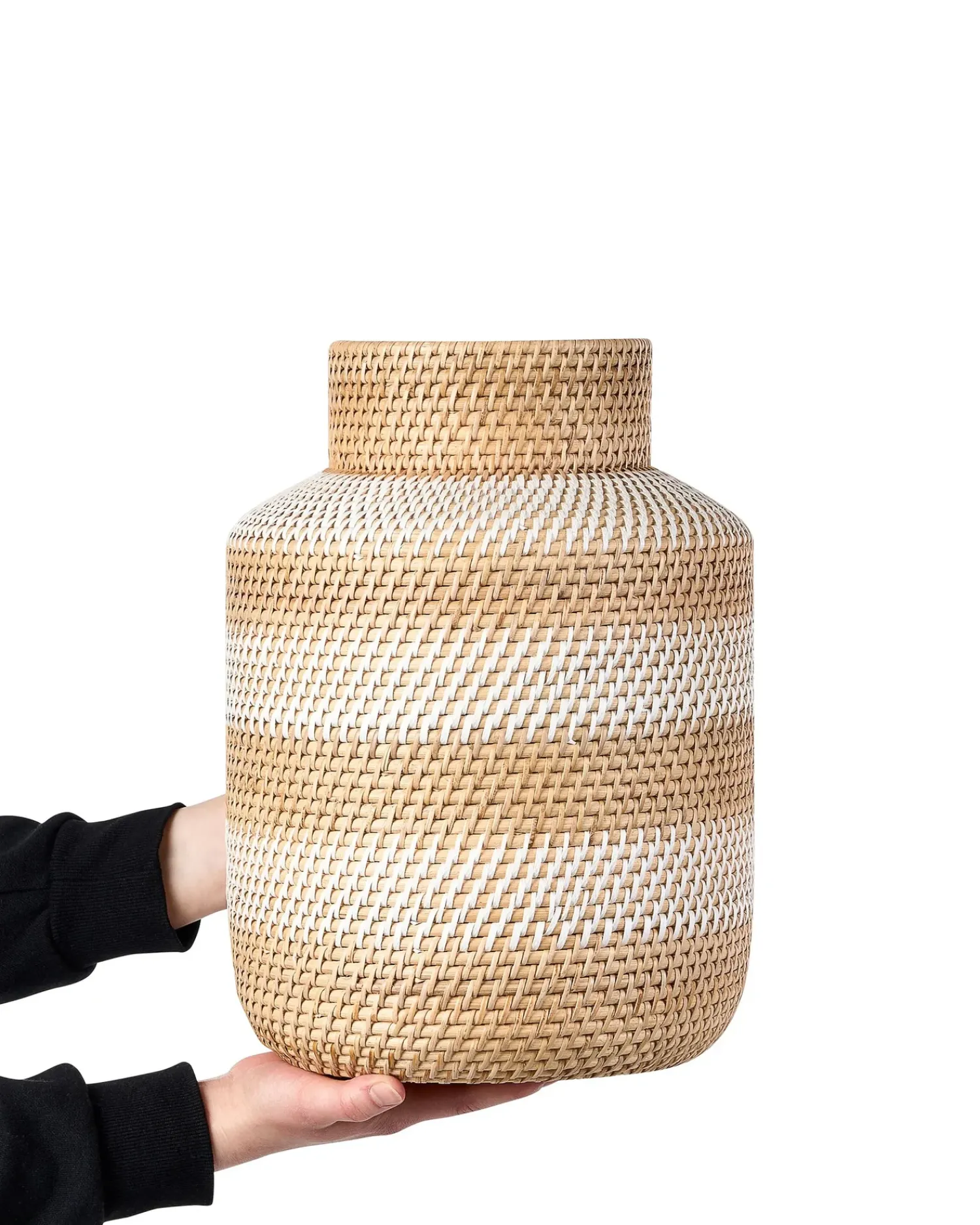 New Beliani Vaso decorativo RENUN Ceramica 36 cm Naturale Bianco Beige Naturale