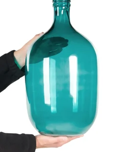 Hot Beliani Vaso decorativo SAMOSA Vetro 48 cm Turchese Blu