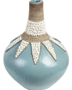 Clearance Beliani Vaso decorativo SILAU Ceramica 43 cm Blu Beige Blu