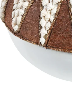 Beliani Vaso decorativo SIMPANG Ceramica 33 cm Bianco Bianco Marrone
