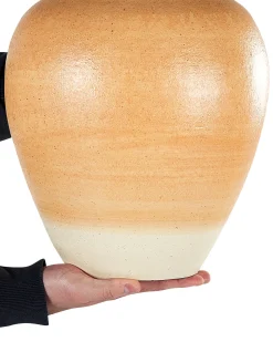 Hot Beliani Vaso decorativo SKIONE Ceramica 34 cm Marrone chiaro Arancione Beige