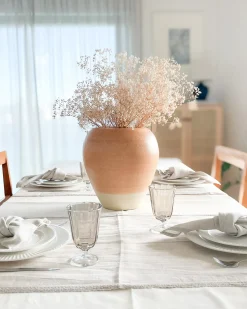 Hot Beliani Vaso decorativo SKIONE Ceramica 34 cm Marrone chiaro Arancione Beige