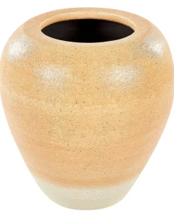 Hot Beliani Vaso decorativo SKIONE Ceramica 34 cm Marrone chiaro Arancione Beige