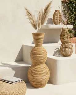 Hot Beliani Vaso decorativo SYMI Rattan 70 cm Naturale