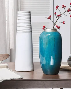 Sale Beliani Vaso decorativo TARRAGONA Ceramica 57 cm Bianco Bianco Grigio