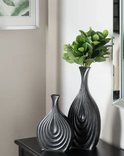 Beliani Vaso decorativo THAPSUS Ceramica 39 cm Nero