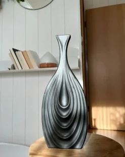 Beliani Vaso decorativo THAPSUS Ceramica 39 cm Nero