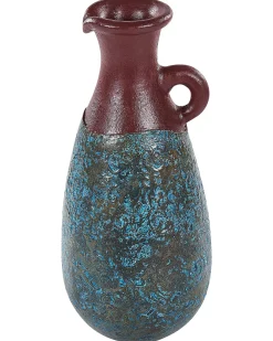Discount Beliani Vaso decorativo VELIA Ceramica Blu Blu Marrone