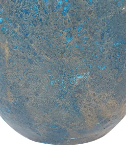New Beliani Vaso decorativo VELIA Ceramica Blu Blu Marrone