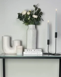 Sale Beliani Vaso decorativo XANTHOS Gres porcellanato 32 cm Bianco