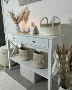 Sale Beliani Vaso decorativo XANTHOS Gres porcellanato 32 cm Bianco