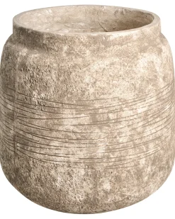 Outlet Beliani Vaso per piante ARGOSTOLI 44 cm Beige Bianco Beige