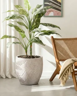 New Beliani Vaso per piante BAIYUN 42 cm chiaro Beige