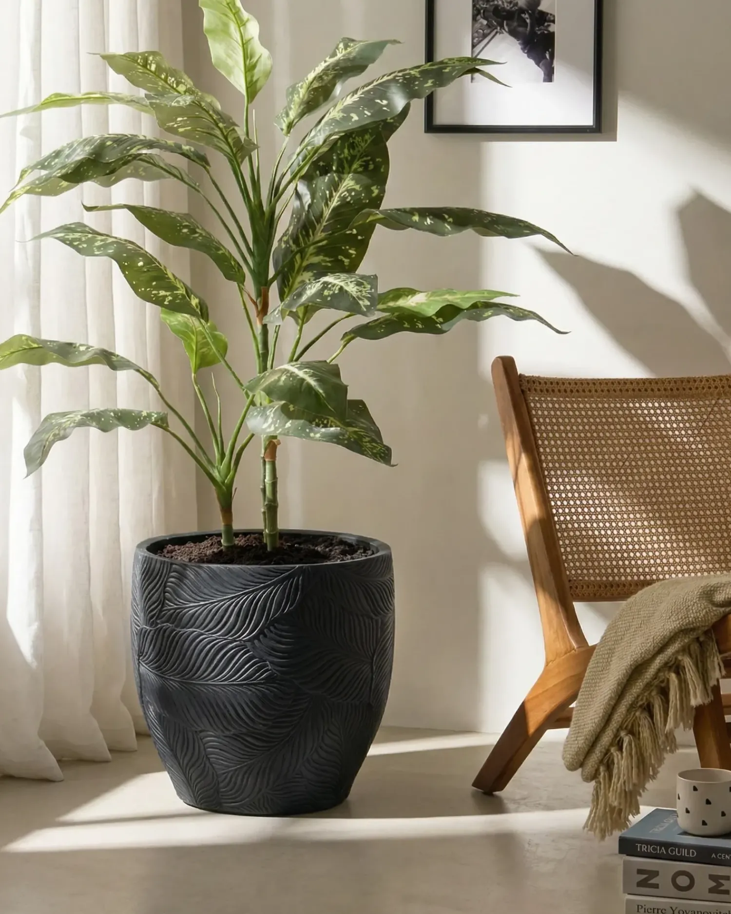 New Beliani Vaso per piante BAIYUN 42 cm Nero