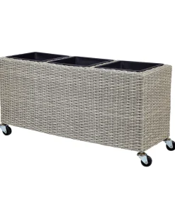 Clearance Beliani Vaso per piante BELLIS Rattan sintetico (PE) 82 cm chiaro Marrone